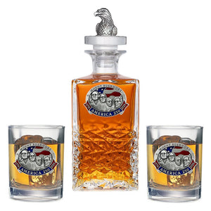 America's 250th Anniversary Mount Rushmore Heritage Decanter with 3D Top & 2 Glasses - Heritage Metalworks, Inc.