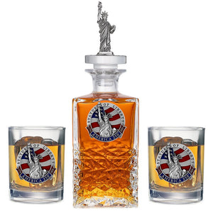 America's 250th Anniversary Statue of Liberty Heritage Decanter with 3D Top & 2 Glasses - Heritage Metalworks, Inc.