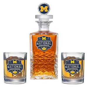 2026 Michigan Basketball Championship Heritage Decanter with 3D Gator Top & 2 Glasses - Heritage Metalworks, Inc.