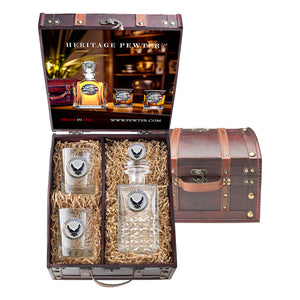 Air Force Wings Heritage Decanter with 3D Top and 2 Glasses with Chest Box