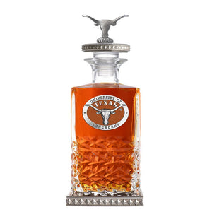 University of Texas at Austin Heritage Decanter w/ 3D Top - Diamond Accents - Heritage Metalworks, Inc.