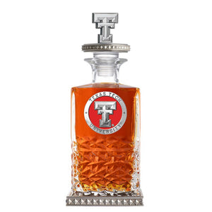 Texas Tech University Heritage Decanter w/ 3D Top - Diamond Accents - Heritage Metalworks, Inc.