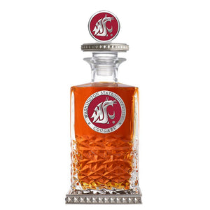 Washington State University Heritage Decanter w/ 3D Top - Diamond Accents - Heritage Metalworks, Inc.