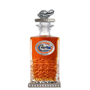 University of Florida Heritage Decanter w/ Gator Head 3D Top - Diamond Accents - Heritage Metalworks, Inc.