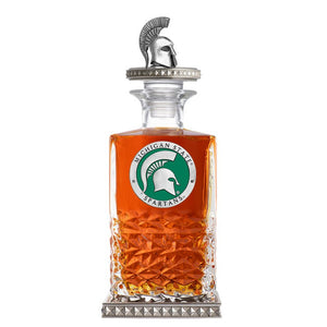 Michigan State University Heritage Decanter w/ 3D Top - Diamond Accents - Heritage Metalworks, Inc.