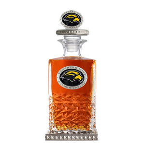 University of Southern Mississippi Heritage Decanter w/ 3D Top-Diamond Accents - Heritage Metalworks, Inc.