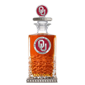 University of Oklahoma Heritage Decanter w/ 3D Top - Diamond Accents - Heritage Metalworks, Inc.