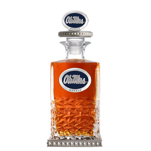 University of Mississippi "Ole Miss" Logo Heritage Decanter w/ 3D Top - Diamond Accents - Heritage Metalworks, Inc.
