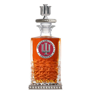 Indiana University Heritage Decanter w/ 3D Top - Diamond Accents - Heritage Metalworks, Inc.