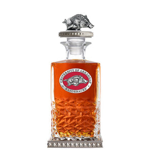 University of Arkansas Heritage Decanter w/ 3D Top - Diamond Accents - Heritage Metalworks, Inc.