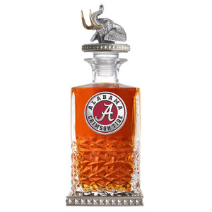 University of Alabama Heritage Decanter w/ Elephant Head 3D Top - Diamond Accents - Heritage Metalworks, Inc.