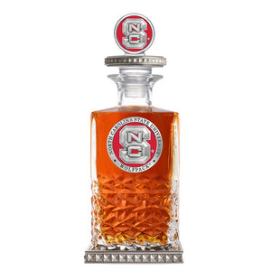 North Carolina State University Heritage Decanter w/ 3D Top - Diamond Accents - Heritage Metalworks, Inc.