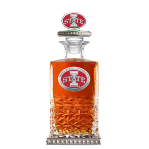 Iowa State University Heritage Decanter w/ 3D Top - Diamond Accents - Heritage Metalworks, Inc.