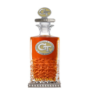 Georgia Tech GT Logo Heritage Decanter w/ 3D Top - Diamond Accents - Heritage Metalworks, Inc.