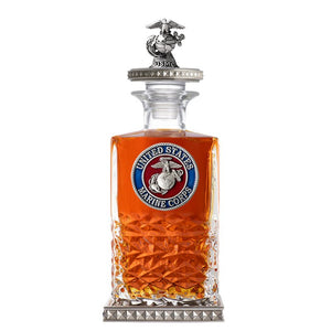 Marine Corps Heritage Decanter w/ 3D Top - Diamond Accents - Heritage Metalworks, Inc.