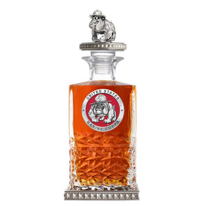 Marine Corps Bulldog Heritage Decanter w/ 3D Top - Diamond Accents - Heritage Metalworks, Inc.