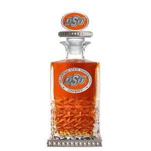 Oklahoma State University Heritage Decanter w/ 3D Top - Diamond Accents - Heritage Metalworks, Inc.
