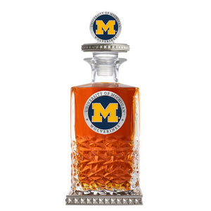 University of Michigan Heritage Decanter w/ 3D Top - Diamond Accents - Heritage Metalworks, Inc.