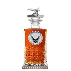 Air Force Wings Heritage Decanter w/ Jet 3D Top - Diamond Accents - Heritage Metalworks, Inc.