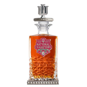 2025 - 26 Indiana National Champ Heritage Decanter w/ 3D Top - Diamond Accents - Heritage Metalworks, Inc.