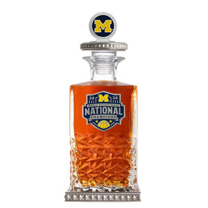 2026 Michigan Basketball Championship Heritage Decanter w/ 3D Top - Diamond Accents - Heritage Metalworks, Inc.
