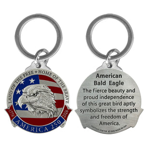 America's 250th Anniversary Eagle Head with Flag Key Chain w/ Backtext