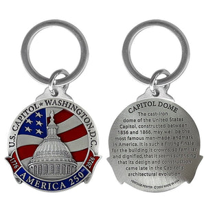 America's 250th Anniversary Capitol Dome Key Chain w/ Back Text - Heritage Metalworks, Inc.