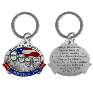 America's 250th Anniversary Mt. Rushmore Key Chain w/ Backtext