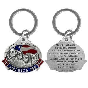 America's 250th Anniversary Mount Rushmore Key Chain w/ Back Text - Heritage Metalworks, Inc.