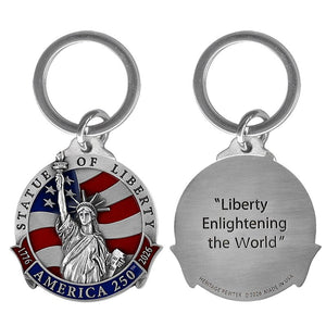 America's 250th Anniversary Statue of Liberty Key Chain w/ Back Text - Heritage Metalworks, Inc.