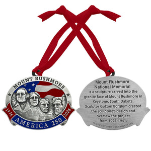 America's 250th Anniversary Mt. Rushmore Ornament (w/ Back Text)