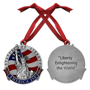 America's 250th Anniversary Statue of Liberty Ornament (w/ Back Text) - Heritage Metalworks, Inc.
