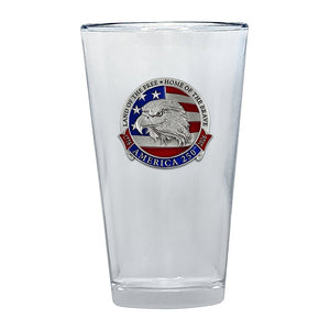 America's 250th Anniversary Eagle Head with Flag Pint Glass, 16 oz - Heritage Metalworks, Inc.