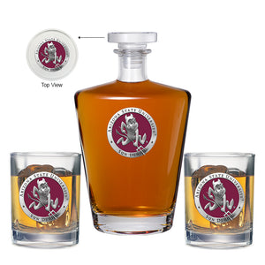 Arizona State University Sparky Logo Royal Decanter with 2 Glasses