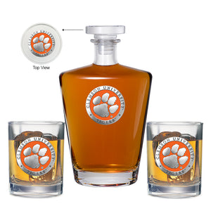 Clemson University Royal Decanter with 2 Glasses
