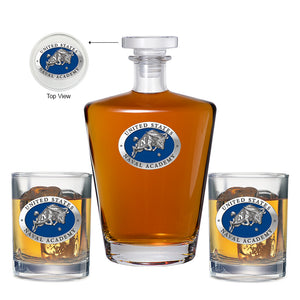 United States Naval Academy Goat Royal Decanter with 2 Glasses