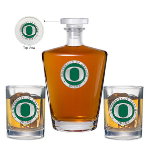 University of Oregon Royal Decanter with 2 Glasses