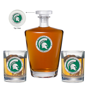 Michigan State University Royal Decanter with 2 Glasses