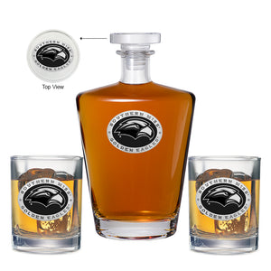 University of Southern Mississippi Royal Decanter with 2 Glasses