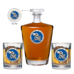University of Kansas Royal Decanter with 2 Glasses