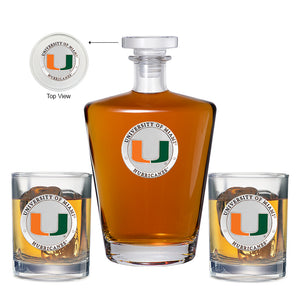 University of Miami Royal Decanter with 2 Glasses