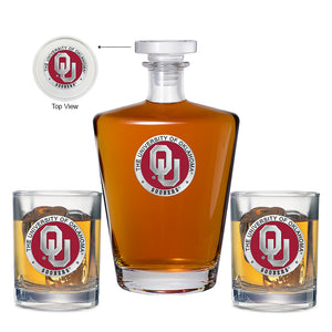 University of Oklahoma Royal Decanter with 2 Glasses