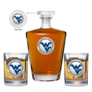 West Virginia University Royal Decanter with 2 Glasses