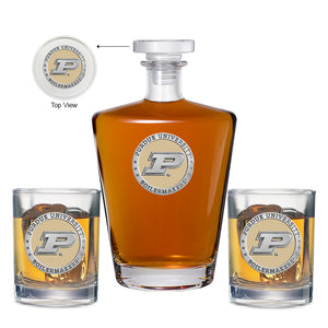Purdue University Royal Decanter with 2 Glasses
