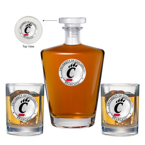 University of Cincinnati Royal Decanter with 2 Glasses