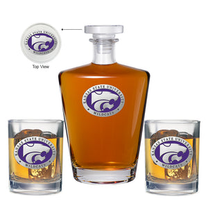 Kansas State University Royal Decanter with 2 Glasses