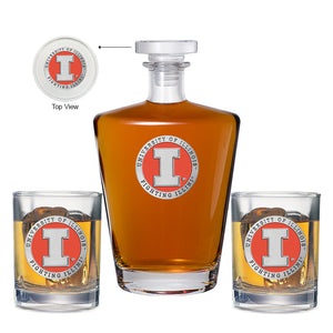 University of Illinois Royal Decanter with 2 Glasses
