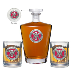 Virginia Military Institute Royal Decanter with 2 Glasses