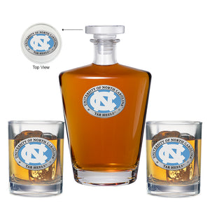 University of North Carolina Royal Decanter with 2 Glasses