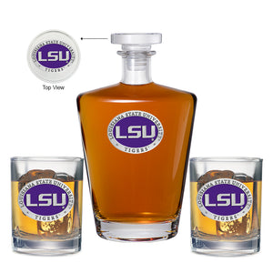 Louisiana State University Royal Decanter with 2 Glasses
